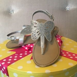 Girls Size 12 Silver Butterfly Sandals